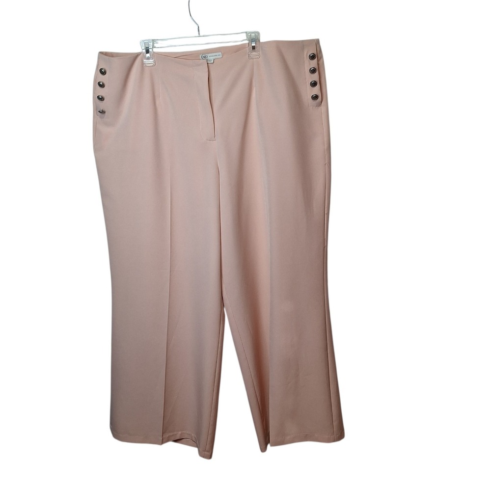 Cato Palazzo Pants Blush Womens 26W Wide Leg Dress Button Detail Pockets Office